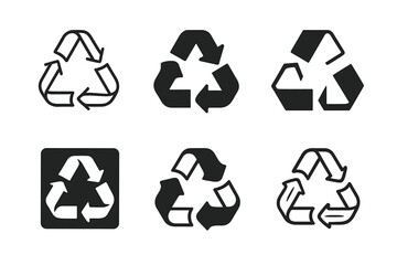 Obraz premium Recycled Fabric Logos. Sustainable fashion. Set Logo of recycled fabric loop: harmonious logo variations of the same emblematic concept, each with different