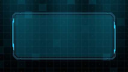Light blue futuristic hud frame on grid background. Technology interface concept for digital display, data visualization, sci-fi scene. © marruu
