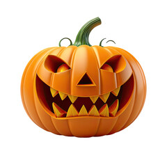 Spooky carved pumpkin with a menacing grin on a dark background