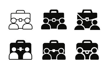Legal Support Logos. Legal assistants supporting lawyers. Set Logo of Legal assistants supporting lawyers: Briefcase. harmonious logo variations of the same
