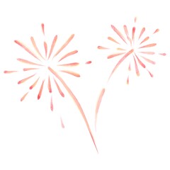 Watercolor painting fireworks for new year celebration. Happy new year clip art.