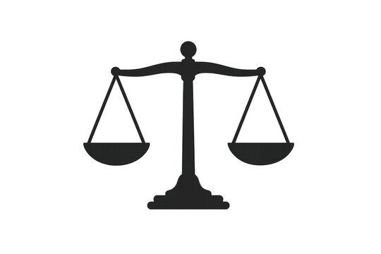 Scales of justice silhouette balancing law and fairness, representing legal judgment, equality, and ethical decision-making