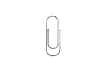Isolated 3D render of metallic paper clip office icon.