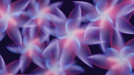 Abstract glowing purple and pink floral pattern with soft ethereal light effects and dark background