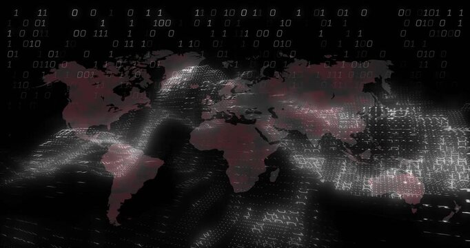Upon dark fade, digital map appearing, data shimmering, light streaming, visualizing global data - Powered by Adobe