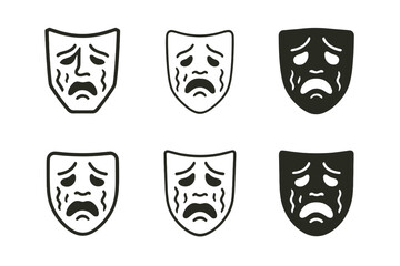 Obraz premium Fear Mask Logos. Fear mask. Set Logo of Fear mask: theatrical mask with tremor. harmonious logo variations of the same emblematic concept, each with different