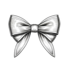 Black background with detailed, monochromatic, bow, ribbon, illustration