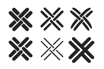 Obraz premium Fabric Logo Variations. Fabric stitching. Set Logo of Fabric stitching: cross-thread pattern close-up. harmonious logo variations of the same emblematic