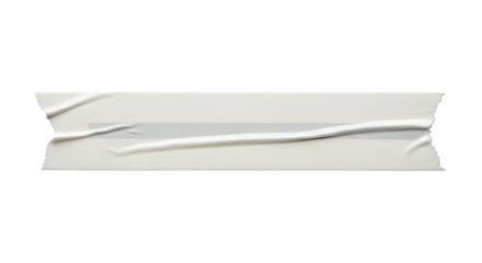 White adhesive tape strip with creases on transparent background isolated on a transparent background
