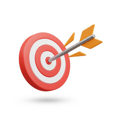 3D render target arrow bullseye hitting center success achievement