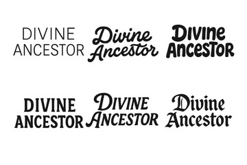 Fototapeta premium Harmonious Lettering Variations. Divine Ancestor. Set lettering. harmonious lettering variations of the same emblematic concept (Modern minimal monoline