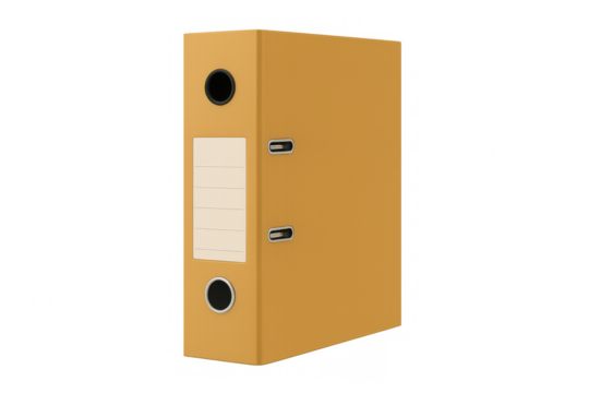 Office binder standing upright, organizing documents, filing important paperwork, creating efficient archive system