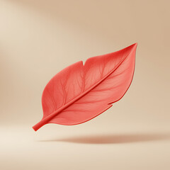 Single Red Leaf Floating with Shadow single object