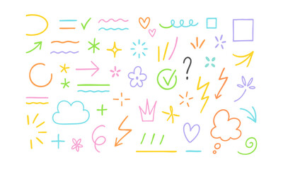  Playful Sketch Icons Collection in Bright Colors, Vector illustration, easily editable..