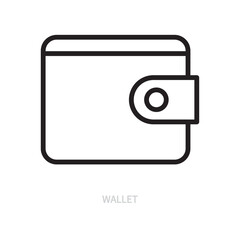 Wallet line icon. Purse symbol. Savings, finance, money. Isolated on a white background. Editable stroke. Flat design. Vector illustration.