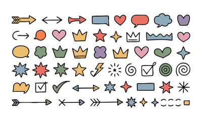 Cute Hand Drawn Elements Bundle for Notes & Journals Stars Vector illustration, easily editable.