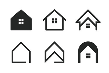 Obraz premium Harmonious Logo Variations. Safe spaces. Set Logo of home roof silhouette: harmonious logo variations of the same emblematic concept, each with different