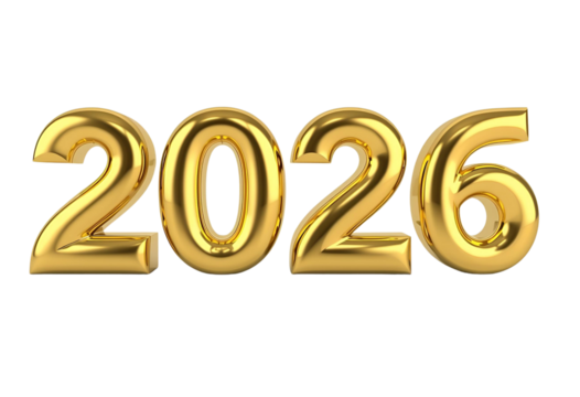 Golden metallic 2026 design symbolizing New Year and Sylvester celebration.