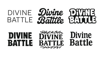 Obraz premium Harmony in Typography. Divine Battle. Set lettering. harmonious lettering variations of the same emblematic concept (Modern minimal monoline lettering, Bold