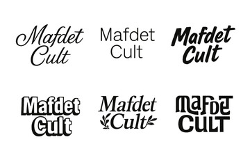 Fototapeta premium Mafdet Lettering Variations. Mafdet Cult. Set lettering. harmonious lettering variations of the same emblematic concept, each with different artistic