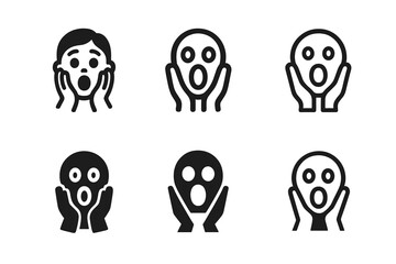 Obraz premium Expressive Logo Variations. Frightened expression. Set Logo of Frightened expression: hands-on-cheeks gasp. harmonious logo variations of the same emblematic