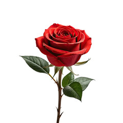 Close-up of a vibrant red rose in full bloom, against a black background