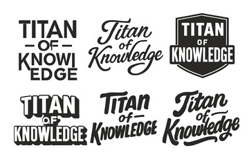 Fototapeta premium Diverse Lettering Grid. Titan of Knowledge. Set lettering. harmonious lettering variations of the same emblematic concept (Abstract geometric letterforms,