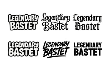 Obraz premium Bastet Lettering Variations. Legendary Bastet. Set lettering. harmonious lettering variations of the same emblematic concept (Funky cartoon-style lettering,