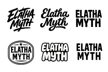 Obraz premium Distinct Lettering Styles. Elatha Myth. Set lettering. harmonious lettering variations of the same emblematic concept, each with different artistic