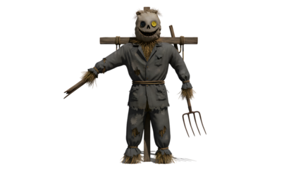 Scary scarecrow isolated on transparent background