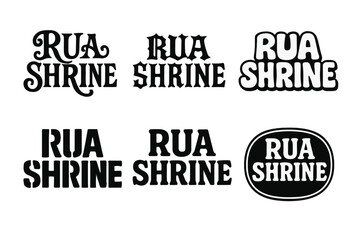 Obraz premium Rua Shrine Lettering Variety. Rua Shrine. Set lettering. harmonious lettering variations of the same emblematic concept, each with different artistic