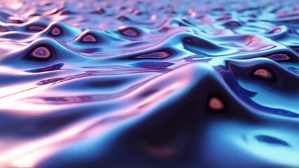 Abstract liquid metal waves flowing with iridescent purple and blue light reflections , Glowing metallic liquid ripples shimmer in motion, Futuristic gradient surface abstract reflections . - Powered by Adobe