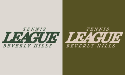The Tennis league, Beverly Hills varsity slogan graphic print is perfect for apparel products.