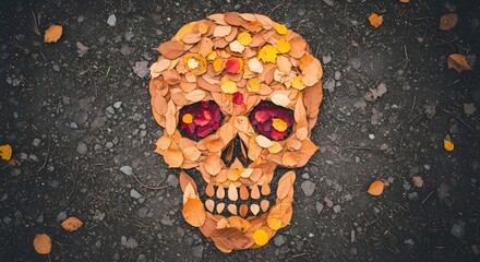 In the Quiet of Autumn’s End, Nature Reveals the Fragile Face of Mortality Through a Skull of Fallen Leaves