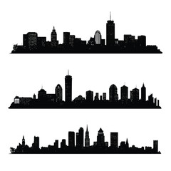Naklejka premium Boston city skyline silhouette set for graphic design projects isolated on white background