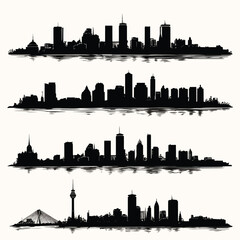 Obraz premium Collection of boston city skyline silhouettes isolated on white background