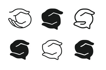 Communication Skills Logos. Developing interpersonal communication skills. Set Logo of Developing interpersonal communication skills: two hands forming a