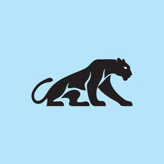Obraz premium A black panther silhouette style flat and minimal vector icon design illustration on a white background. 