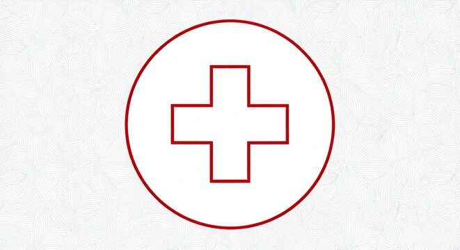 Red cross symbol in a circle, representing healthcare, medicine, and emergency medical services, perfect for health-related websites and informational content