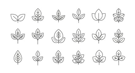 Collection of various leaf icons in vector format