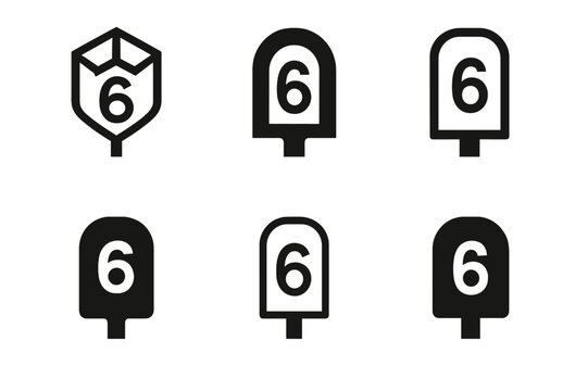 Diverse Logo Grid. Trip odometer display. Set Logo of mile marker post: harmonious logo variations of the same emblematic concept, each with different artistic
