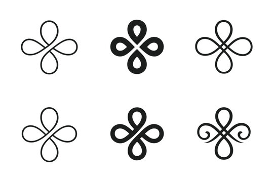 Elegant Calligraphy Logos. Modern calligraphy. Set Logo of flourish: ornate swash loop. Icon set. harmonious logo variations of the same emblematic concept,