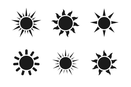 Eclipse Logo Variations. Astronomy and stargazing. Set Logo of solar eclipse corona: harmonious logo variations of the same emblematic concept, each with
