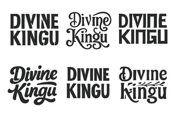 Fototapeta premium Harmonious Lettering Grid. Divine Kingu. Set lettering. harmonious lettering variations of the same emblematic concept (Stencil-inspired urban lettering,