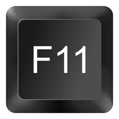 Keyboard F11 Function Key – Full Screen Shortcut Button Symbol Isolated on White Background