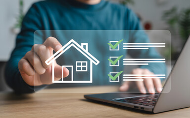 property evaluation checklist on laptop for rental or purchase process