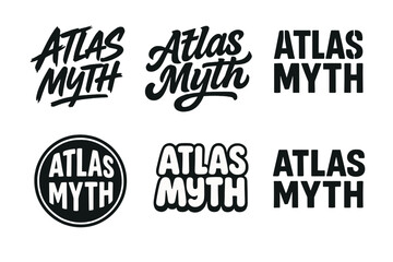 Fototapeta premium Atlas Lettering Variations. Atlas Myth. Set lettering. harmonious lettering variations of the same emblematic concept, each with different artistic