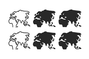 Fototapeta premium Eurasia Logo Grid. Eurasia. Set Logo of Continental Overview: Minimal outline, Negative space, Flat solid, Symmetrical form, Stylized detail, Iconic shape.
