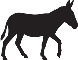 Fototapeta premium Silhouette of a donkey walking side profile graphic animal icon farm livestock mammal