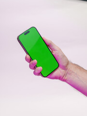Digital Template: Green Screen Smartphone in Hands